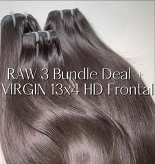 RAW 3 Bundle Deal + VIRGIN 13x4 HD Frontal