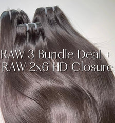 RAW 3 Bundle Deal + RAW 2x6 HD Closure-- SALE