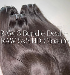RAW 3 Bundle Deal + RAW 5x5 HD Closure-- SALE