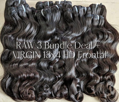 RAW 3 Bundle Deal + VIRGIN 13x4 HD Frontal