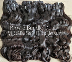 RAW 3 Bundle Deal + VIRGIN 5x5 HD Closure