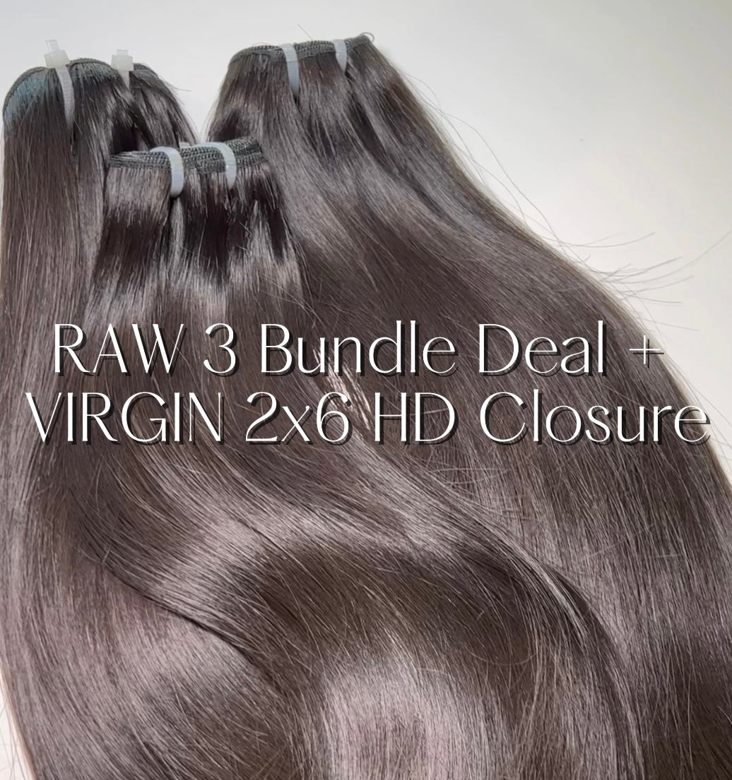 RAW 3 Bundle Deal + VIRGIN 2x6 HD Closure