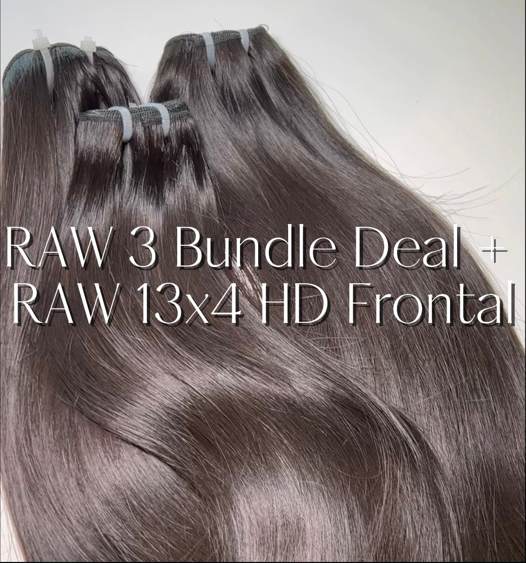 RAW 3 Bundle Deal + RAW 13x4 HD Frontal